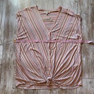 Max studio striped tie front top